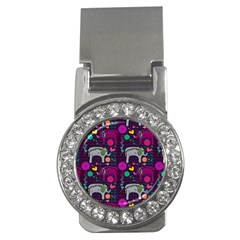 Colorful Elephants Love Background Money Clips (CZ) 