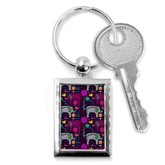 Colorful Elephants Love Background Key Chains (Rectangle) 