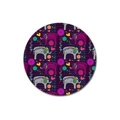 Colorful Elephants Love Background Magnet 3  (Round)