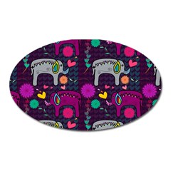 Colorful Elephants Love Background Oval Magnet by Simbadda