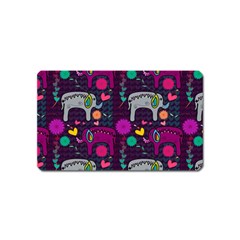 Colorful Elephants Love Background Magnet (Name Card)