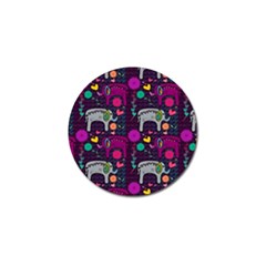 Colorful Elephants Love Background Golf Ball Marker