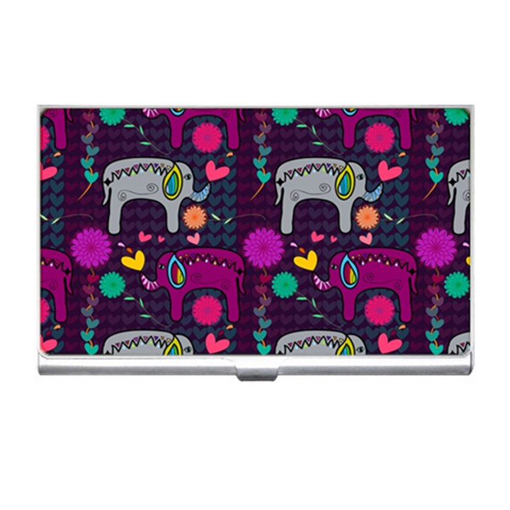 Colorful Elephants Love Background Business Card Holders