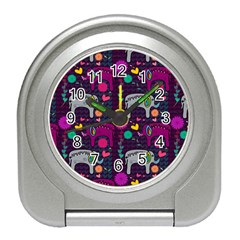 Colorful Elephants Love Background Travel Alarm Clocks