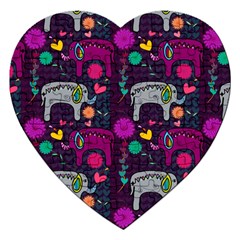 Colorful Elephants Love Background Jigsaw Puzzle (Heart)