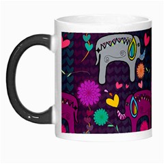 Colorful Elephants Love Background Morph Mugs