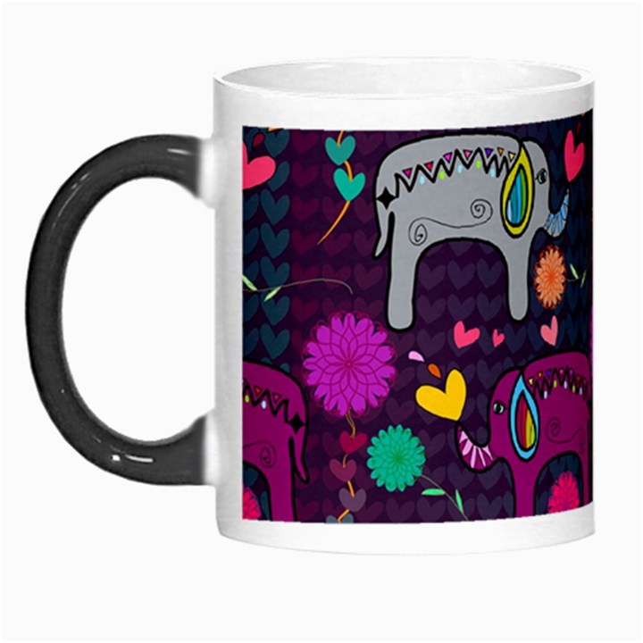 Colorful Elephants Love Background Morph Mugs