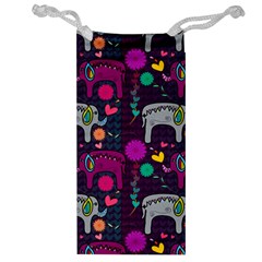 Colorful Elephants Love Background Jewelry Bag