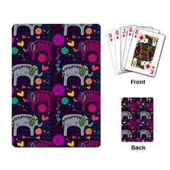 Colorful Elephants Love Background Playing Card