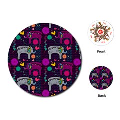 Colorful Elephants Love Background Playing Cards (round)  by Simbadda