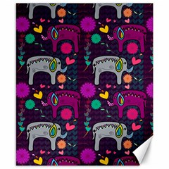 Colorful Elephants Love Background Canvas 8  x 10 