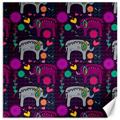 Colorful Elephants Love Background Canvas 12  x 12  