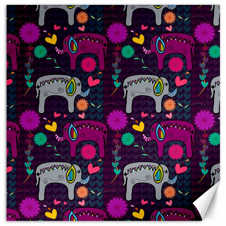 Colorful Elephants Love Background Canvas 12  x 12  