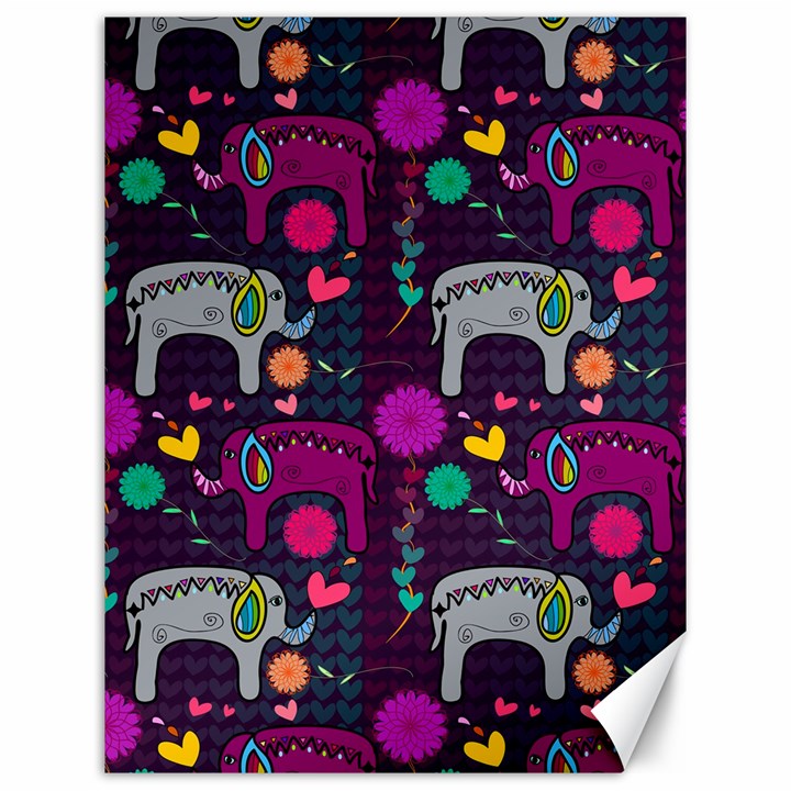 Colorful Elephants Love Background Canvas 12  x 16  