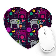 Colorful Elephants Love Background Heart Mousepads