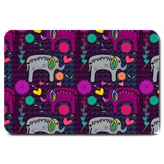 Colorful Elephants Love Background Large Doormat 