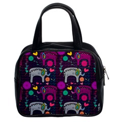 Colorful Elephants Love Background Classic Handbags (2 Sides)