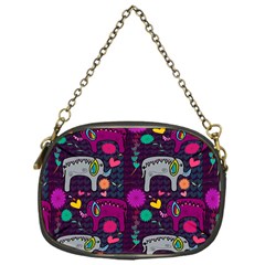 Colorful Elephants Love Background Chain Purses (One Side) 