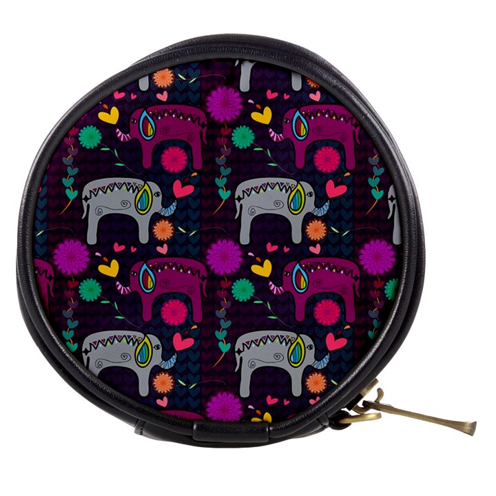 Colorful Elephants Love Background Mini Makeup Bags