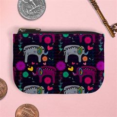 Colorful Elephants Love Background Mini Coin Purses