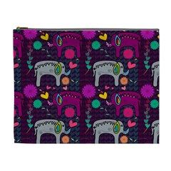 Colorful Elephants Love Background Cosmetic Bag (xl) by Simbadda