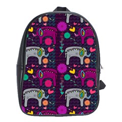 Colorful Elephants Love Background School Bags(Large) 