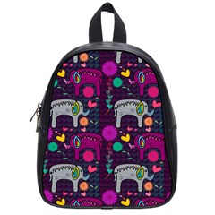 Colorful Elephants Love Background School Bags (Small) 