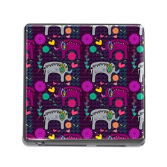 Colorful Elephants Love Background Memory Card Reader (Square)