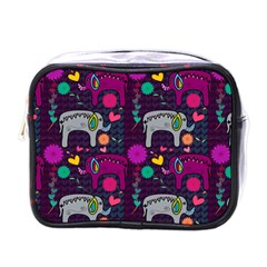 Colorful Elephants Love Background Mini Toiletries Bags by Simbadda