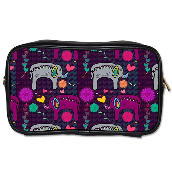 Colorful Elephants Love Background Toiletries Bags