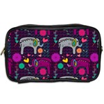 Colorful Elephants Love Background Toiletries Bags 2-Side Back