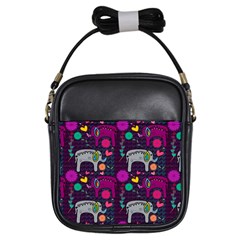 Colorful Elephants Love Background Girls Sling Bags by Simbadda