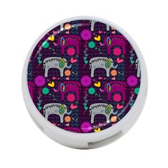 Colorful Elephants Love Background 4-Port USB Hub (One Side)