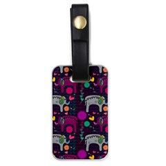 Colorful Elephants Love Background Luggage Tags (One Side) 