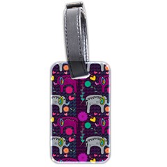 Colorful Elephants Love Background Luggage Tags (two Sides) by Simbadda