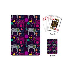 Colorful Elephants Love Background Playing Cards (Mini) 