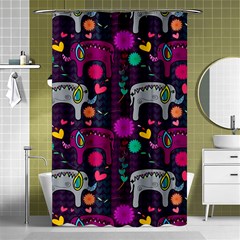 Colorful Elephants Love Background Shower Curtain 48  x 72  (Small) 