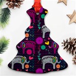 Colorful Elephants Love Background Ornament (Christmas Tree)  Front