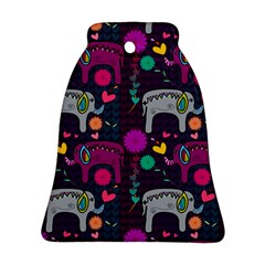 Colorful Elephants Love Background Bell Ornament (two Sides) by Simbadda