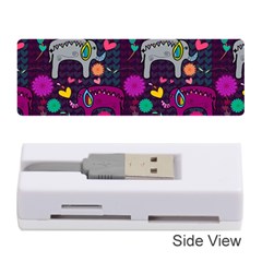 Colorful Elephants Love Background Memory Card Reader (Stick) 