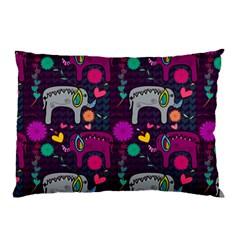 Colorful Elephants Love Background Pillow Case (Two Sides)