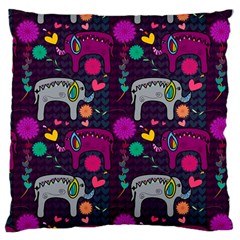 Colorful Elephants Love Background Large Cushion Case (One Side)