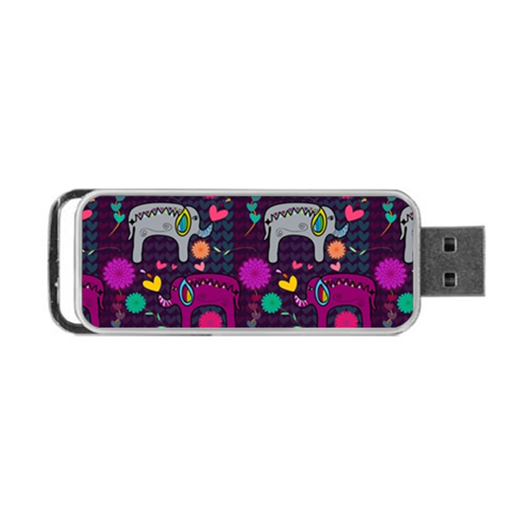 Colorful Elephants Love Background Portable USB Flash (One Side)