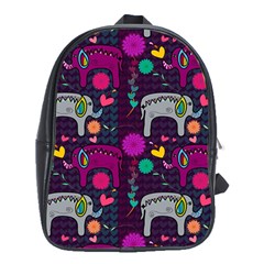 Colorful Elephants Love Background School Bags (XL) 