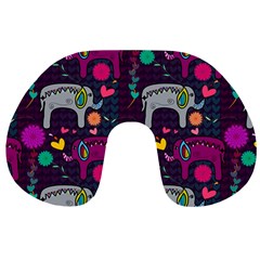 Colorful Elephants Love Background Travel Neck Pillows