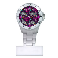 Colorful Elephants Love Background Plastic Nurses Watch