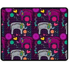 Colorful Elephants Love Background Double Sided Fleece Blanket (medium)  by Simbadda