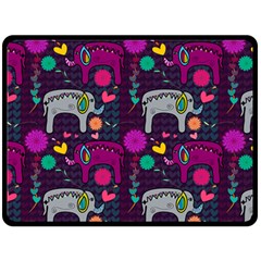 Colorful Elephants Love Background Double Sided Fleece Blanket (Large) 