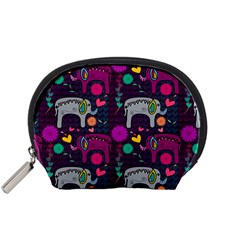 Colorful Elephants Love Background Accessory Pouches (Small) 