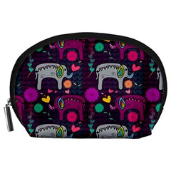 Colorful Elephants Love Background Accessory Pouches (Large) 